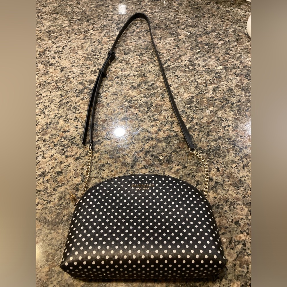 New Kate Spade Spencer Metallic Dot Double-Zip Crossbody Black Multi
